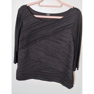 NWOT Ann Taylor EST 1954 Black Pleated 3/4 Sleeve Blouse Top Women's Size LP...